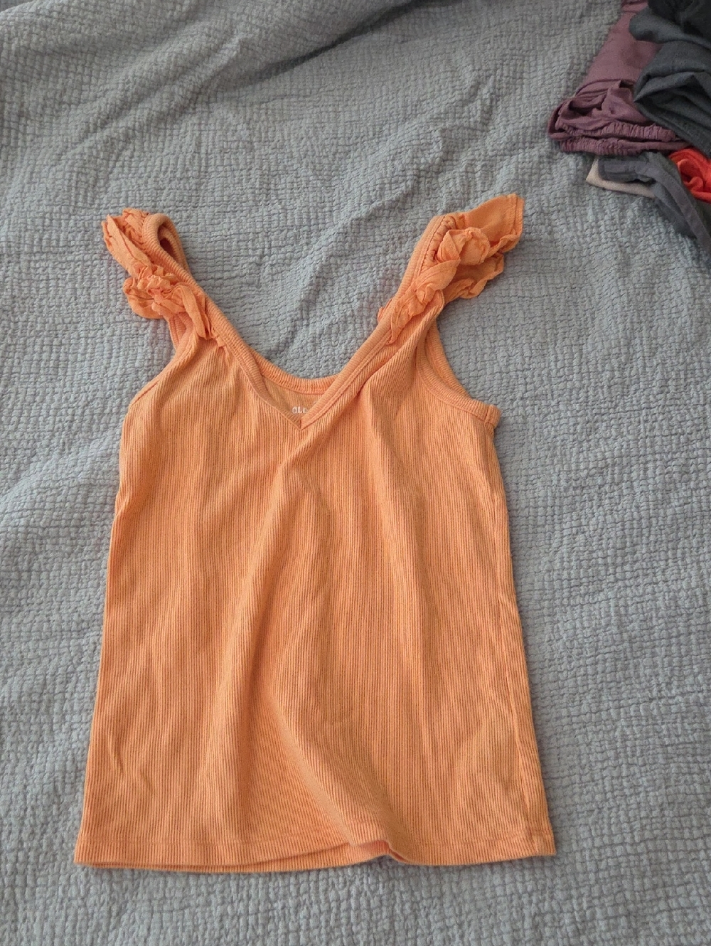 Old Navy Peachy Ruffled Strap Ribbed Tank